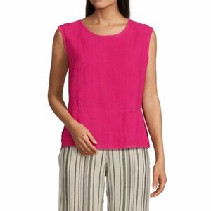 Bryn Walker Linen Sleeveless Coordinating Side Slit Tank in Pink Size XXS